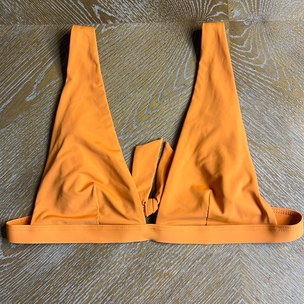 KIKIRIO Orange Triangle Swim Bikini Top in Tiger S